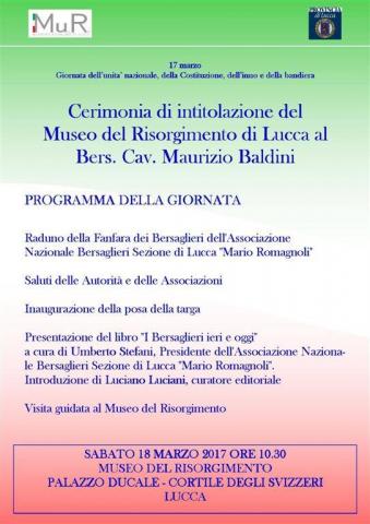 Volantino dell'intitolazione a Maurizio Baldini