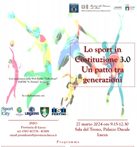 SPORT - Mercoledì 27 a Palazzo Ducale si parla di Sport e Costituzione